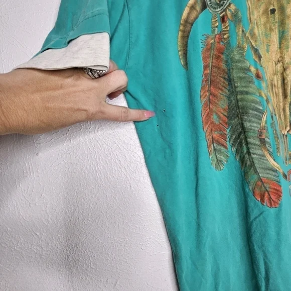 Vintage Native Turquoise T-shirt Short Sleeve Made in USA Men's Size Large - Picture 4 of 10